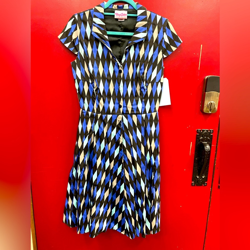 Pinup Couture Blue Harlequin Dress